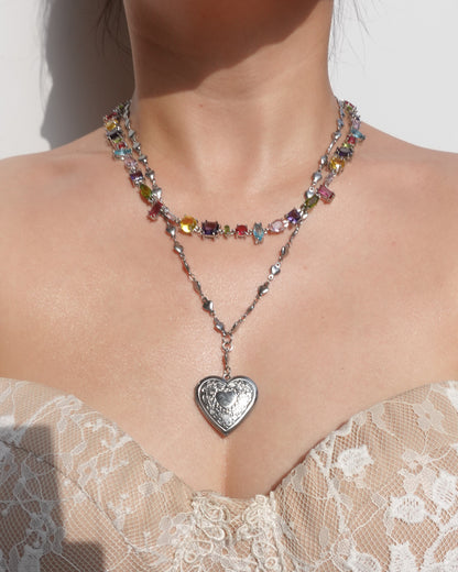 Aaliyah Candy Crystal Silver Necklace