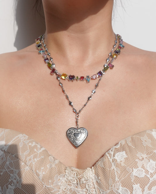 Aaliyah Candy Crystal Silver Necklace