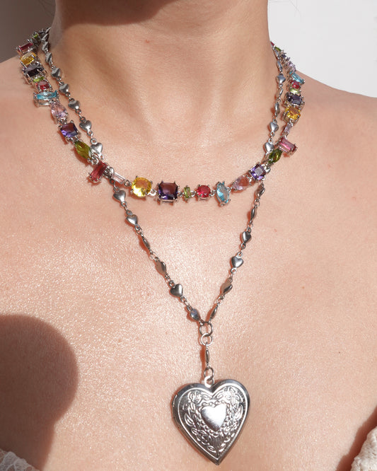 Aaliyah Candy Crystal Silver Necklace