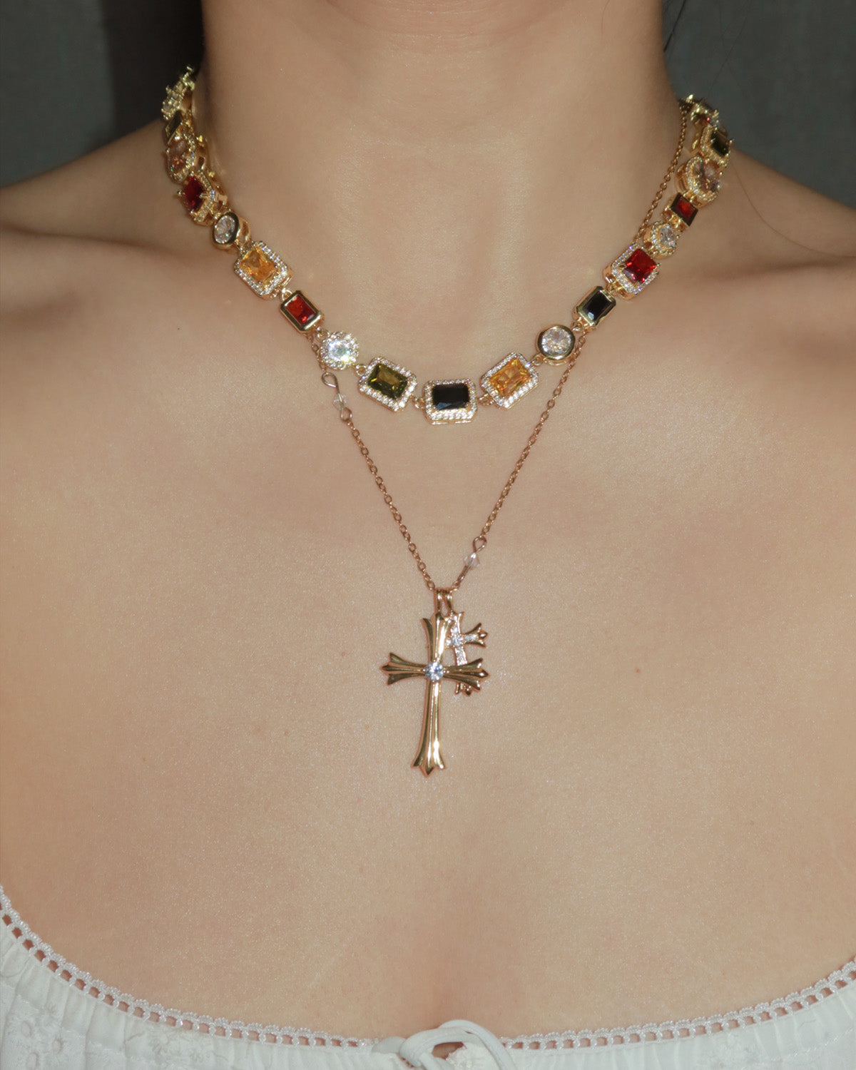Mona Vintage Luxury Square Golden Necklace