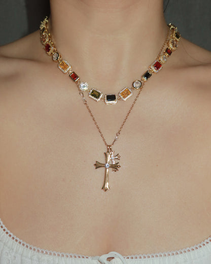 Mona Vintage Luxury Square Golden Necklace