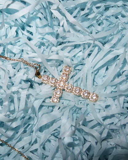 Ann Cross Golden Pendant Necklace