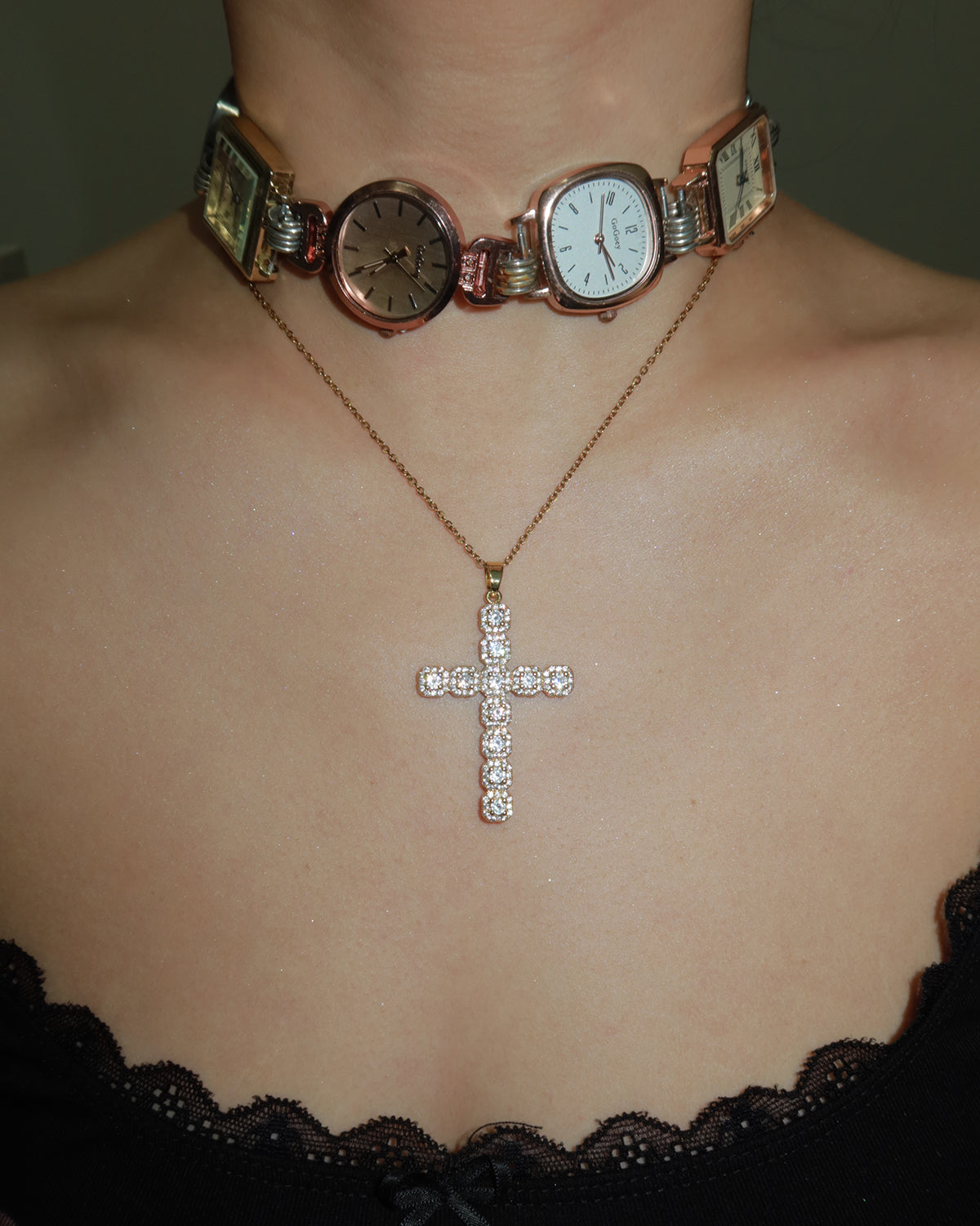 Ann Cross Golden Pendant Necklace