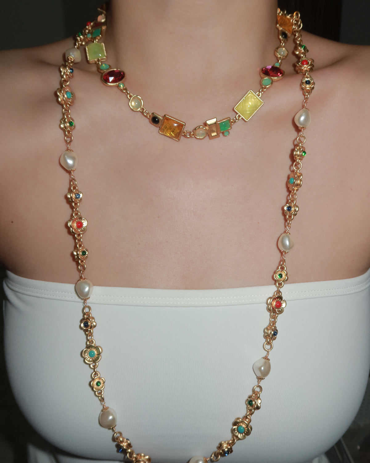 April Vintage Geometry Golden Necklace