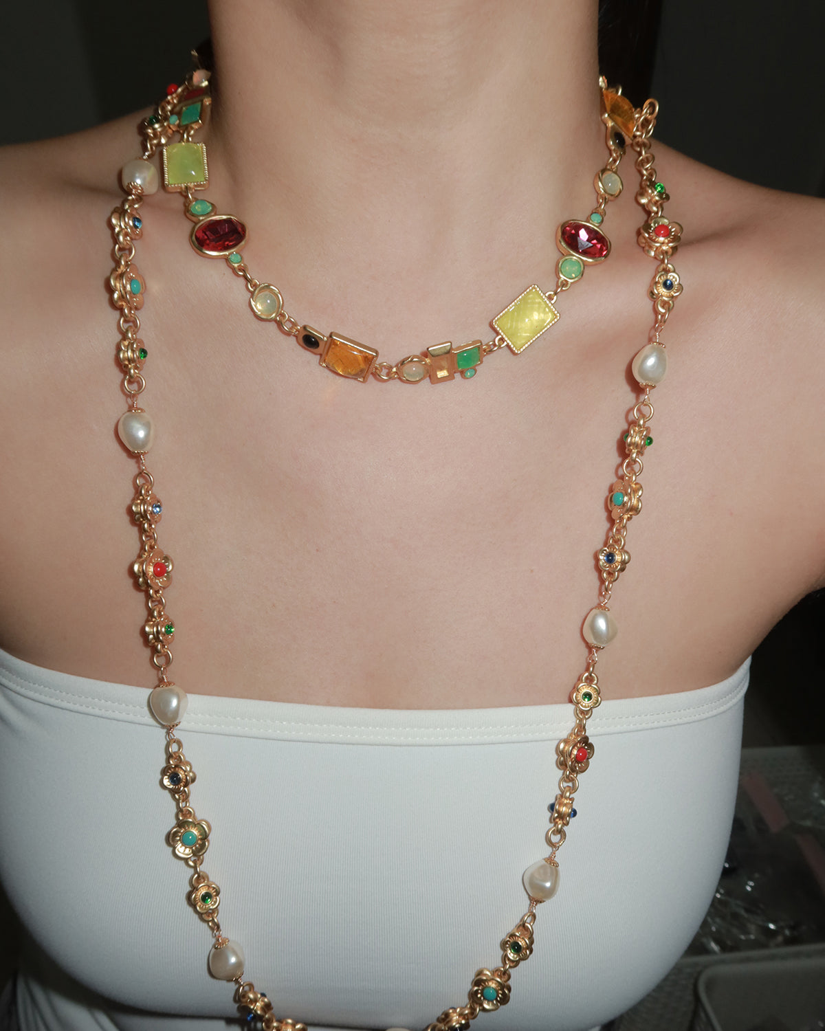 April Vintage Geometry Golden Necklace