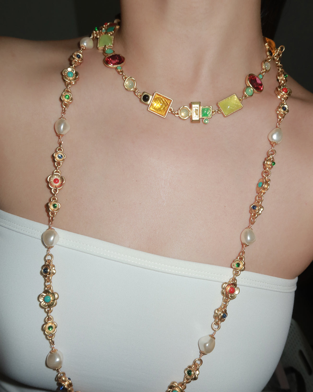 April Vintage Geometry Golden Necklace