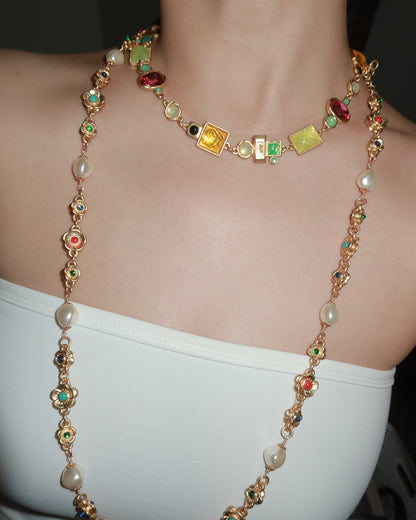April Vintage Geometry Golden Necklace