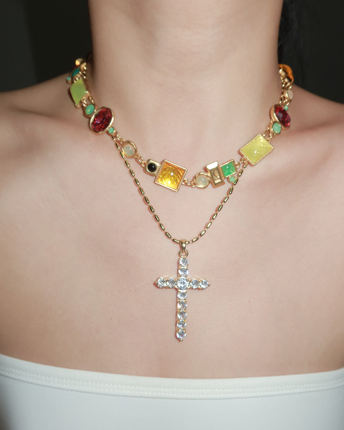 April Vintage Geometry Golden Necklace