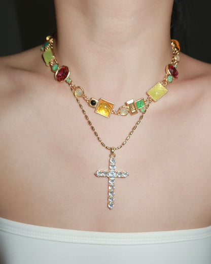 April Vintage Geometry Golden Necklace