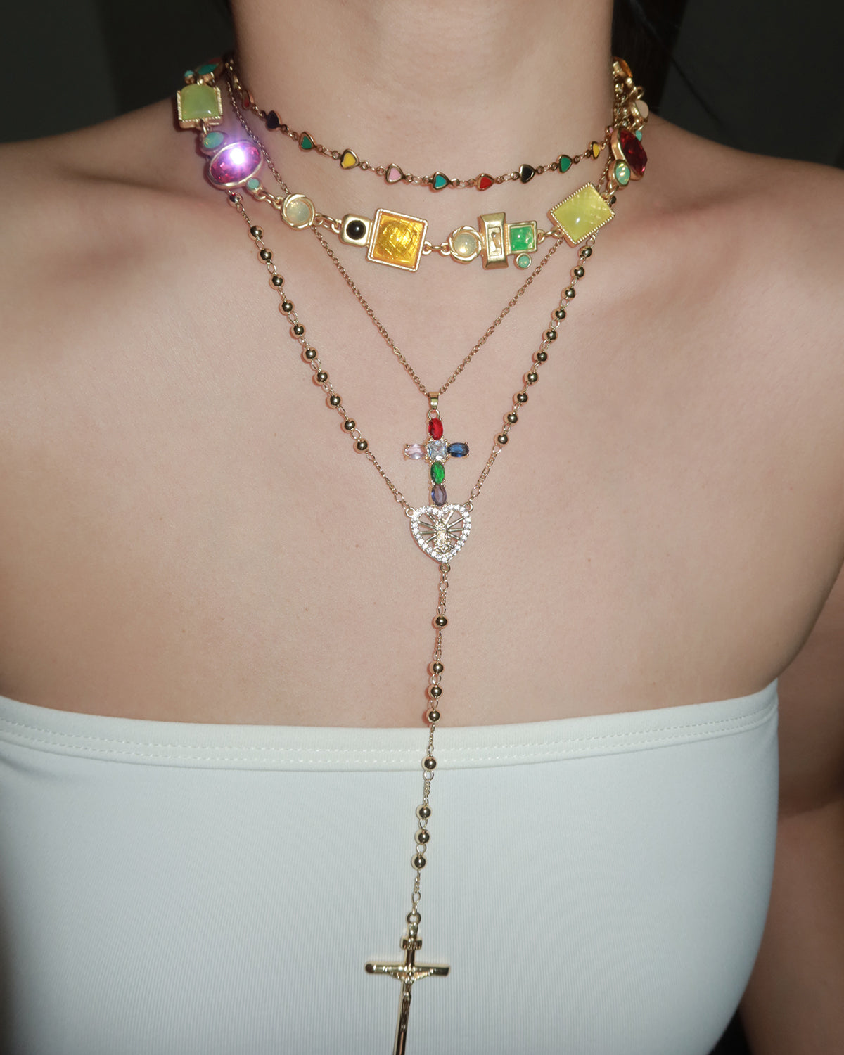 April Vintage Geometry Golden Necklace