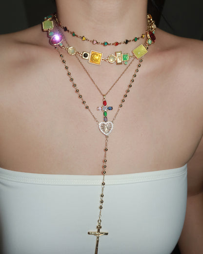 April Vintage Geometry Golden Necklace