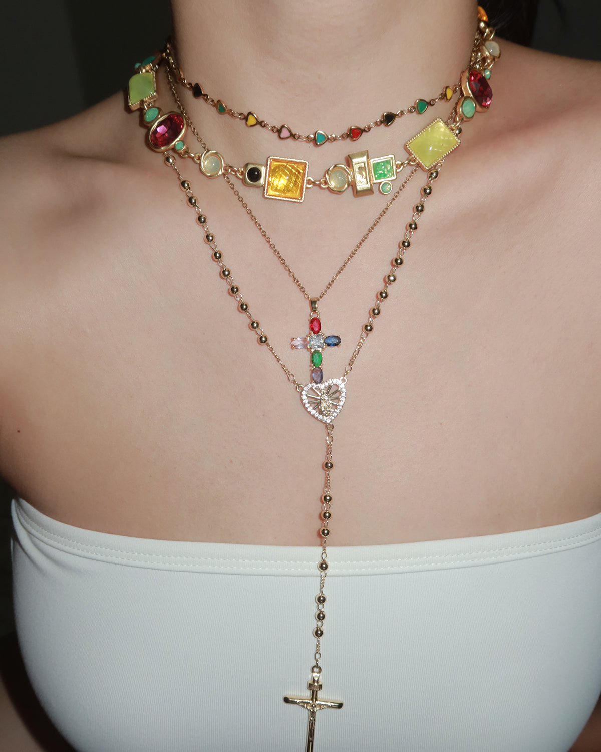 April Vintage Geometry Golden Necklace