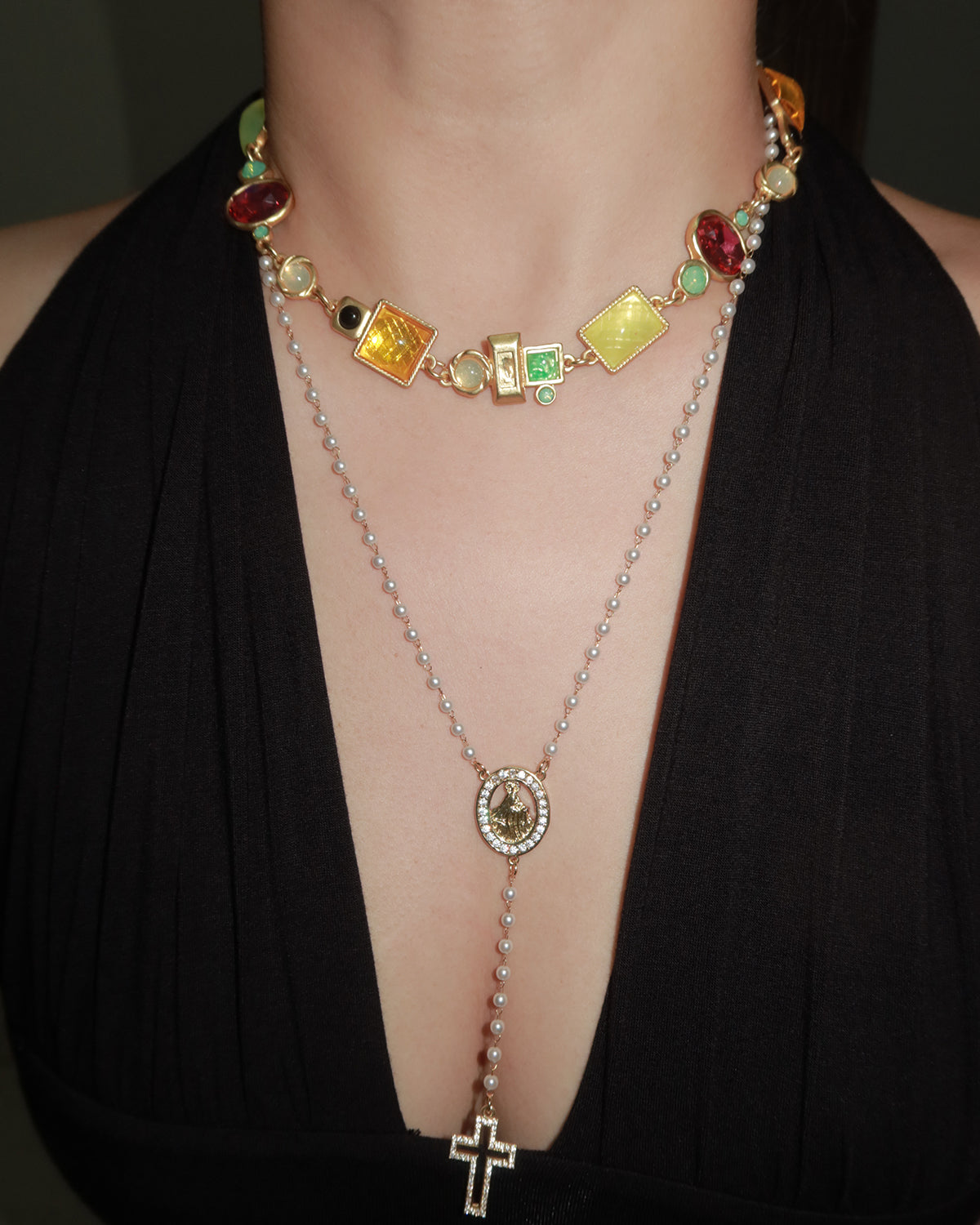 April Vintage Geometry Golden Necklace