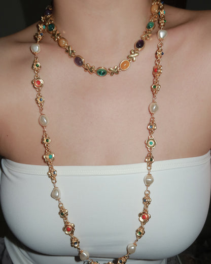 Alyssa Elegant Pearl Flower Golden Necklace