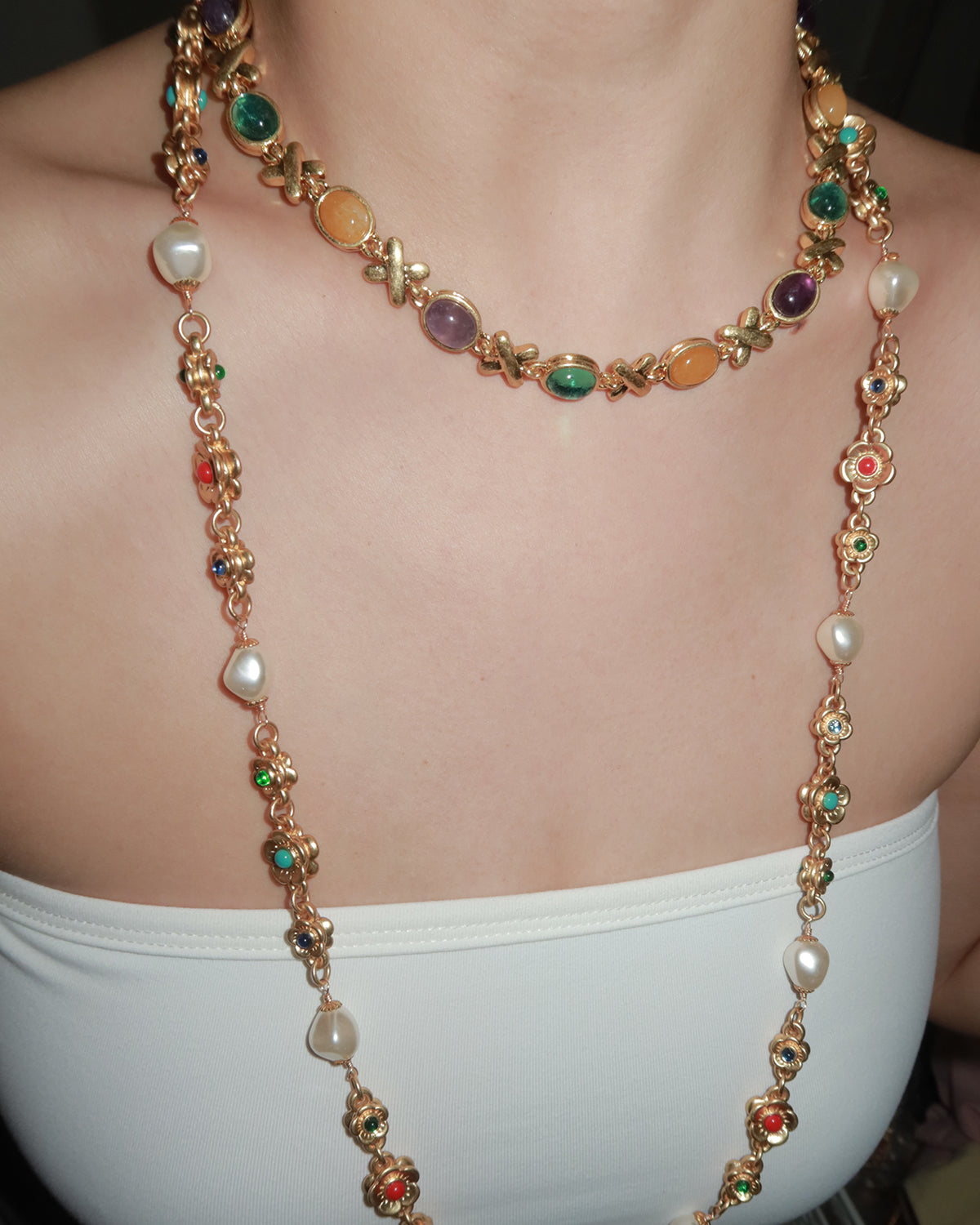 Alyssa Elegant Pearl Flower Golden Necklace