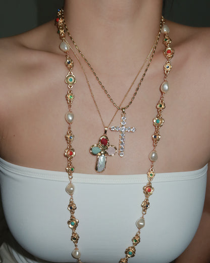 Alyssa Elegant Pearl Flower Golden Necklace