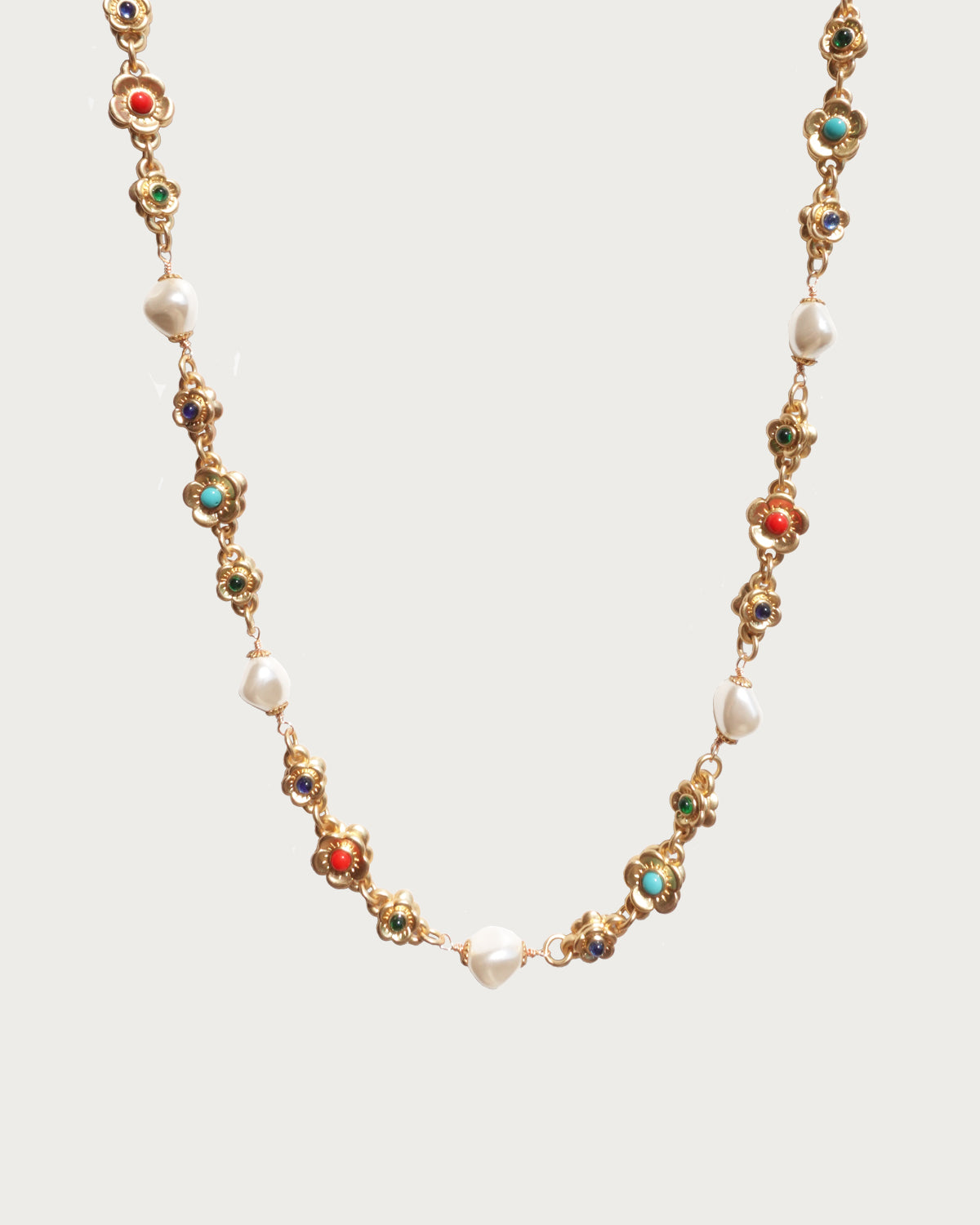 Alyssa Elegant Pearl Flower Golden Necklace