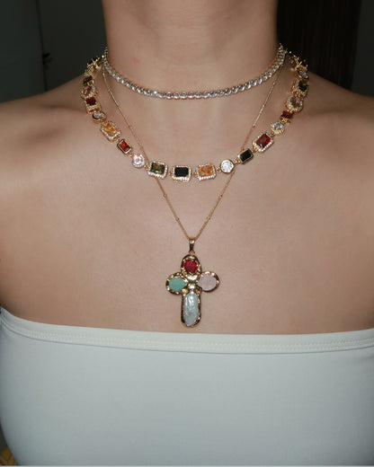 Mona Vintage Luxury Square Golden Necklace