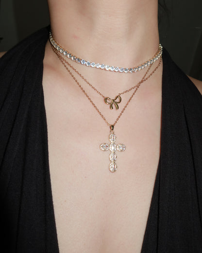 Elsie Retro Oval Cross Golden Pendant Necklace(2 Colors)