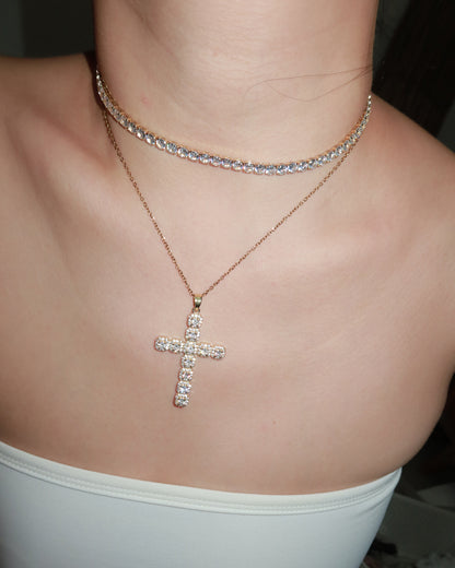 Alva Sparkling Circle Chocker Tennis Necklace(2 Colors)