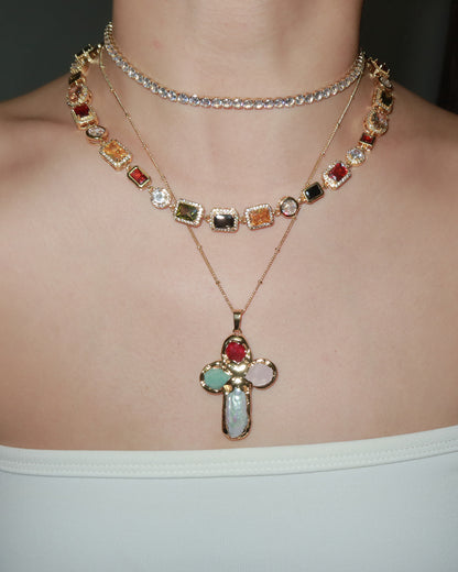 Mona Vintage Luxury Square Golden Necklace