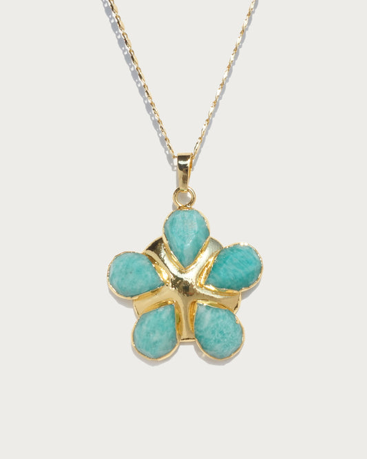 Lola Green Flower Golden Pendant Necklace