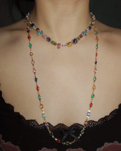 Aaliyah Candy Crystal Silver Necklace