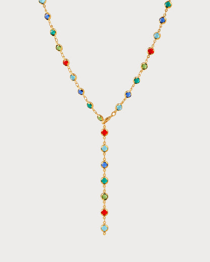 Ida Colorful Cross Style Golden Lariat Necklace