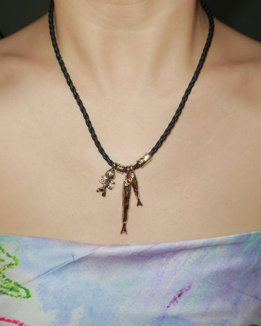Bblythe Fish Pendant Cord Necklace