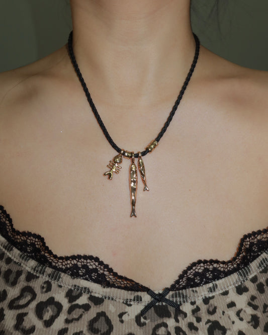 Blythe Fish Pendant Cord Necklace