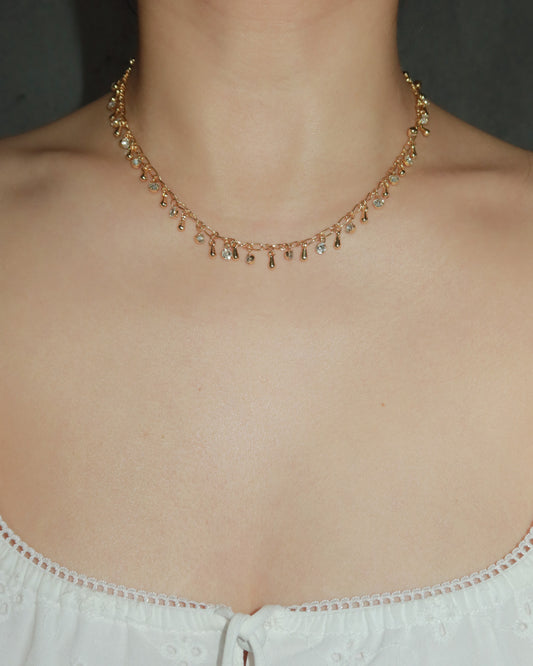 Angela Tear Drop Tassel Golden Chain Necklace