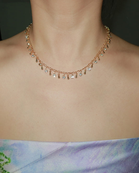 Angela Tear Drop Tassel Golden Chain Necklace