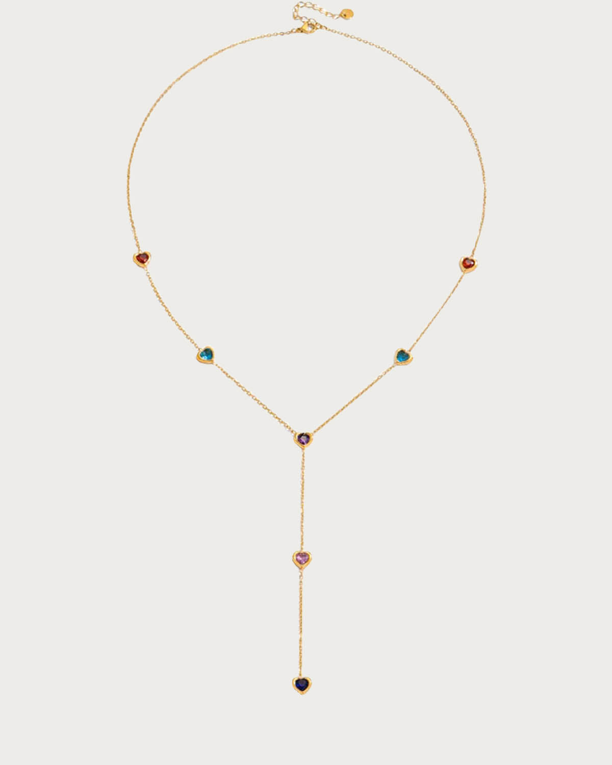 Carol Colorful Hearts Golden Long Necklace