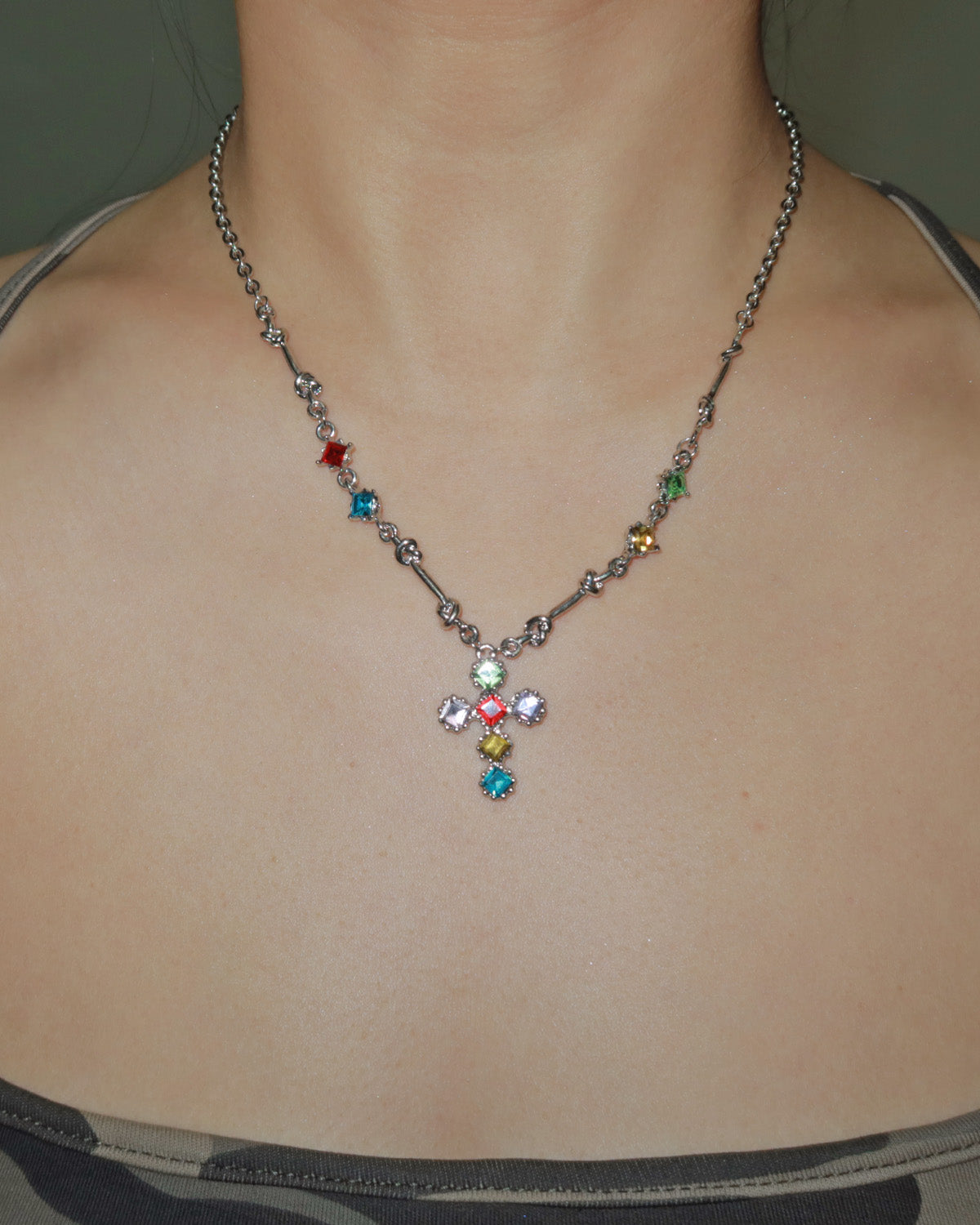 Eden Colorful Cross Pendant Necklace