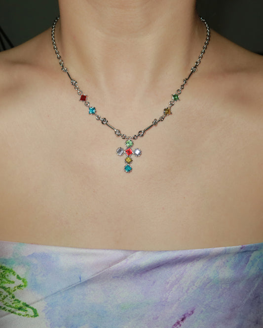 Eden Colorful Cross Pendant Necklace