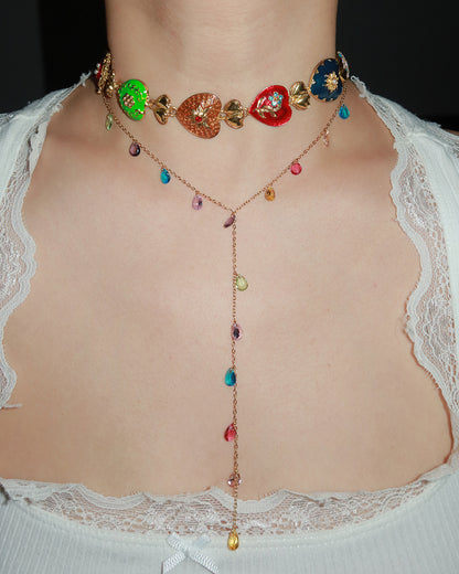 Sharon Elegant Rainbow Layered Lariat Necklace