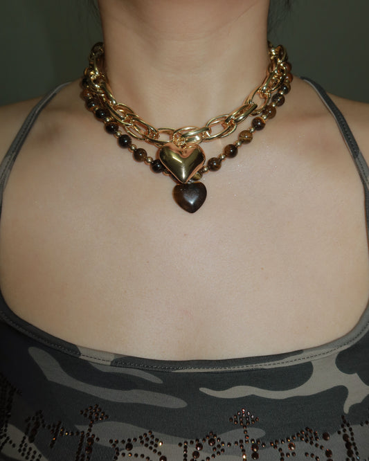 Truda Tiger Eye Heart Pendant Necklace