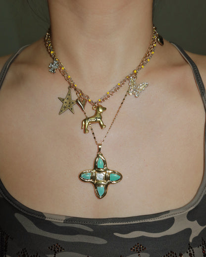 Myra Cute Dog Heart Star Golden Necklace