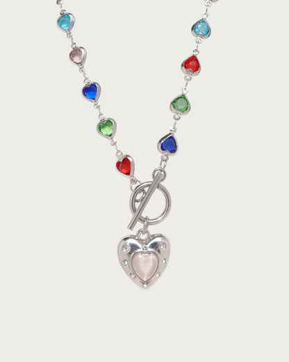 Eve Colorful Hearts Silver Pendant Necklace