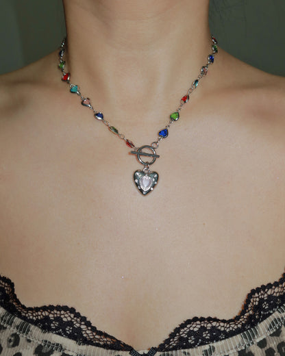 Eve Colorful Hearts Silver Pendant Necklace