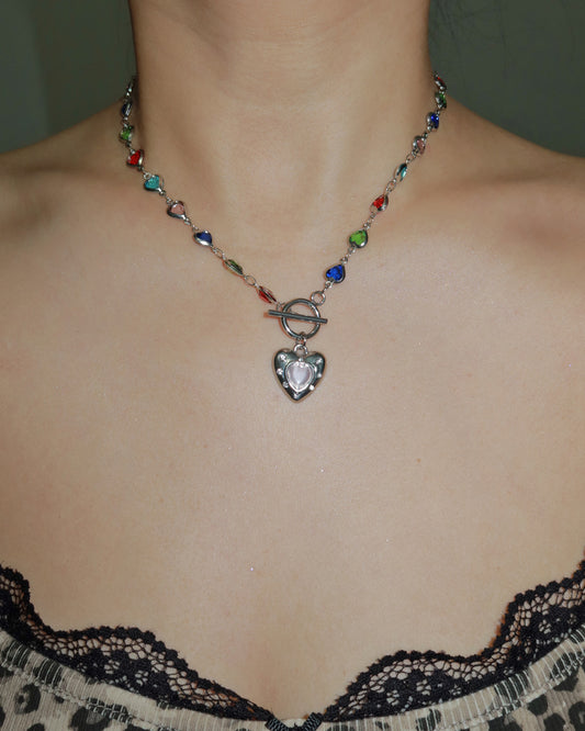 Eve Colorful Hearts Silver Pendant Necklace