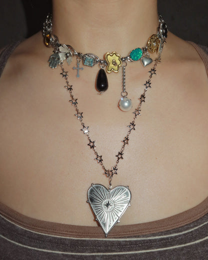 Riva Heart Pearl Silver Chocker Necklace