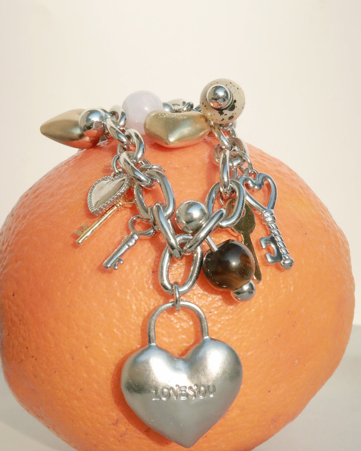 Vicky Love You Tiger Eye Hearts Charm Necklace