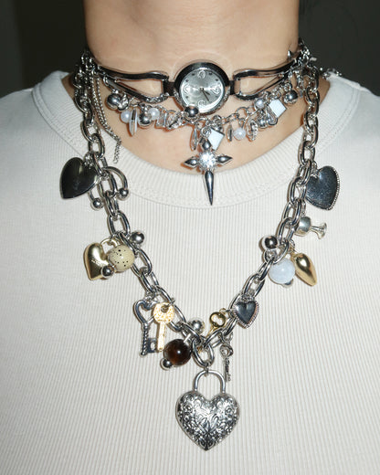 Vicky Love You Tiger Eye Hearts Charm Necklace