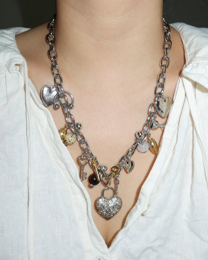 Vicky Love You Tiger Eye Hearts Charm Necklace