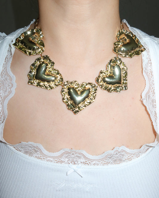 Kimberley Heart Puff Golden Necklace