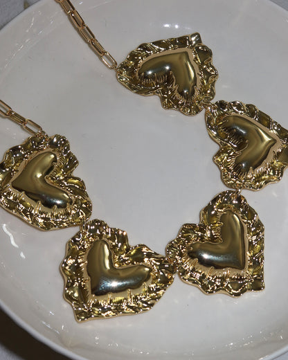 Kimberley Heart Puff Golden Necklace