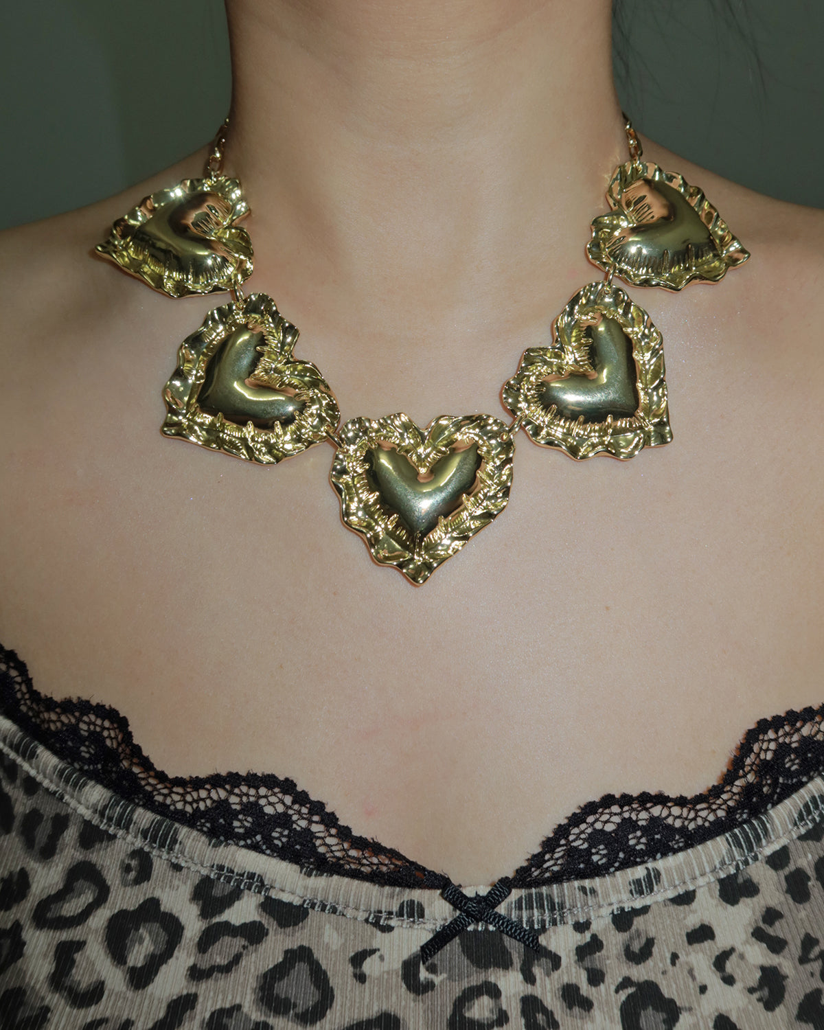 Kimberley Heart Puff Golden Necklace