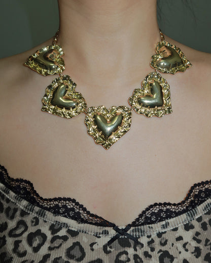Kimberley Heart Puff Golden Necklace