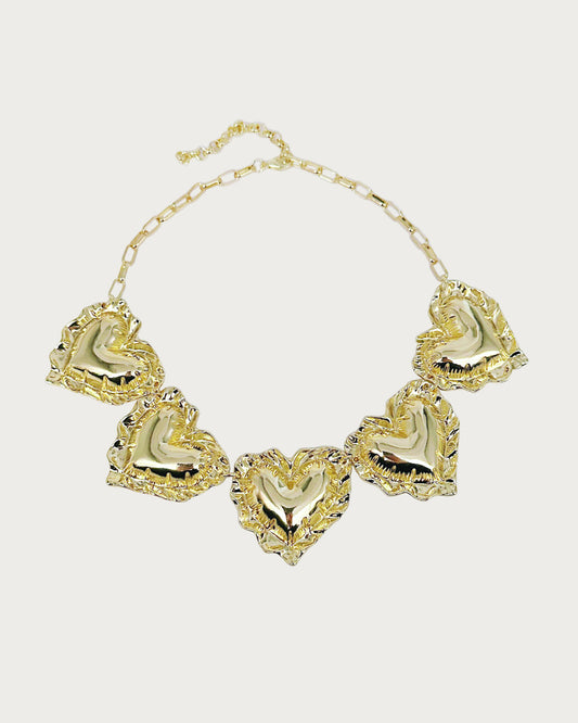 Kimberley Heart Puff Golden Necklace